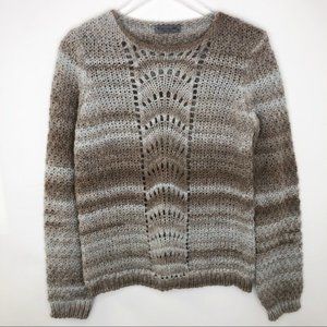 Elsamanda by Anthropologie | Tan & Brown Ombré Long Sleeves Sweater Size Medium